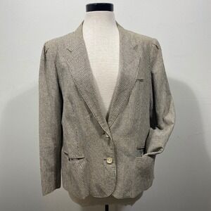 Vintage Epitome Women's 16/18 Striped Silk Cotton Blazer Jacket Made in Japan